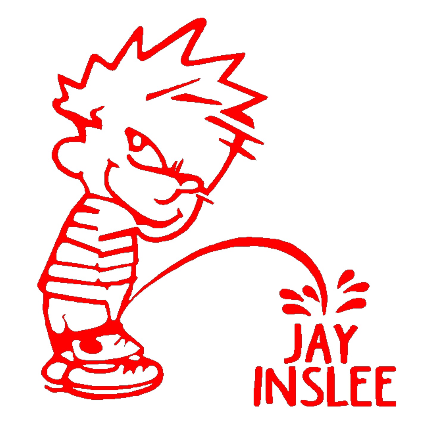 Calvin Peeing On Jay Inslee Decal, Calvin Peeing On Government Sticker, H 6 by L 6 Inches