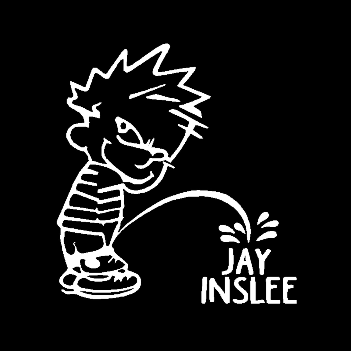 Calvin Peeing On Jay Inslee Decal, Calvin Peeing On Government Sticker, H 6 by L 6 Inches
