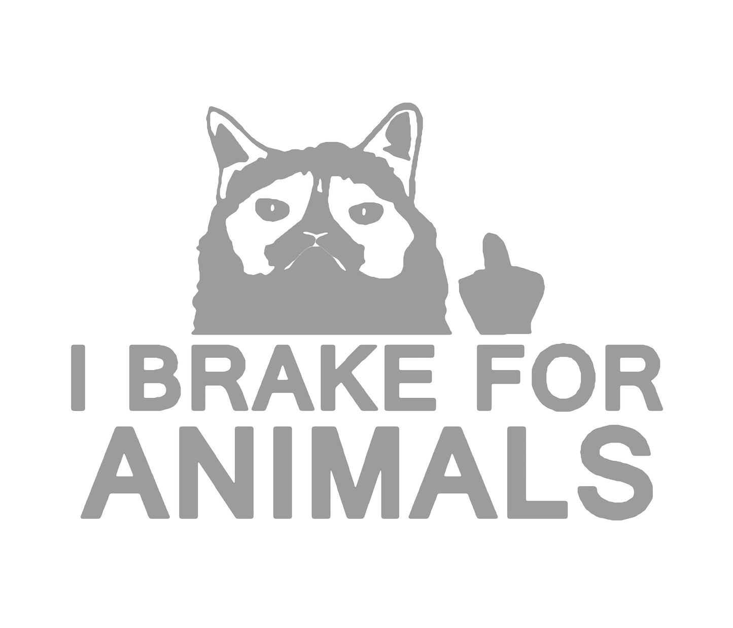 I Brake For Animals Decal, Funny Middle Finger Cat Decal