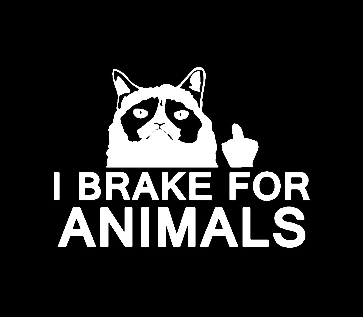 I Brake For Animals Decal, Funny Middle Finger Cat Decal