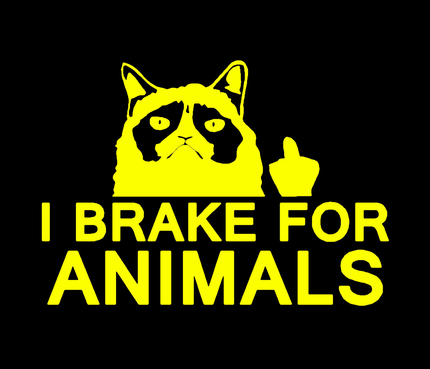 I Brake For Animals Decal, Funny Middle Finger Cat Decal