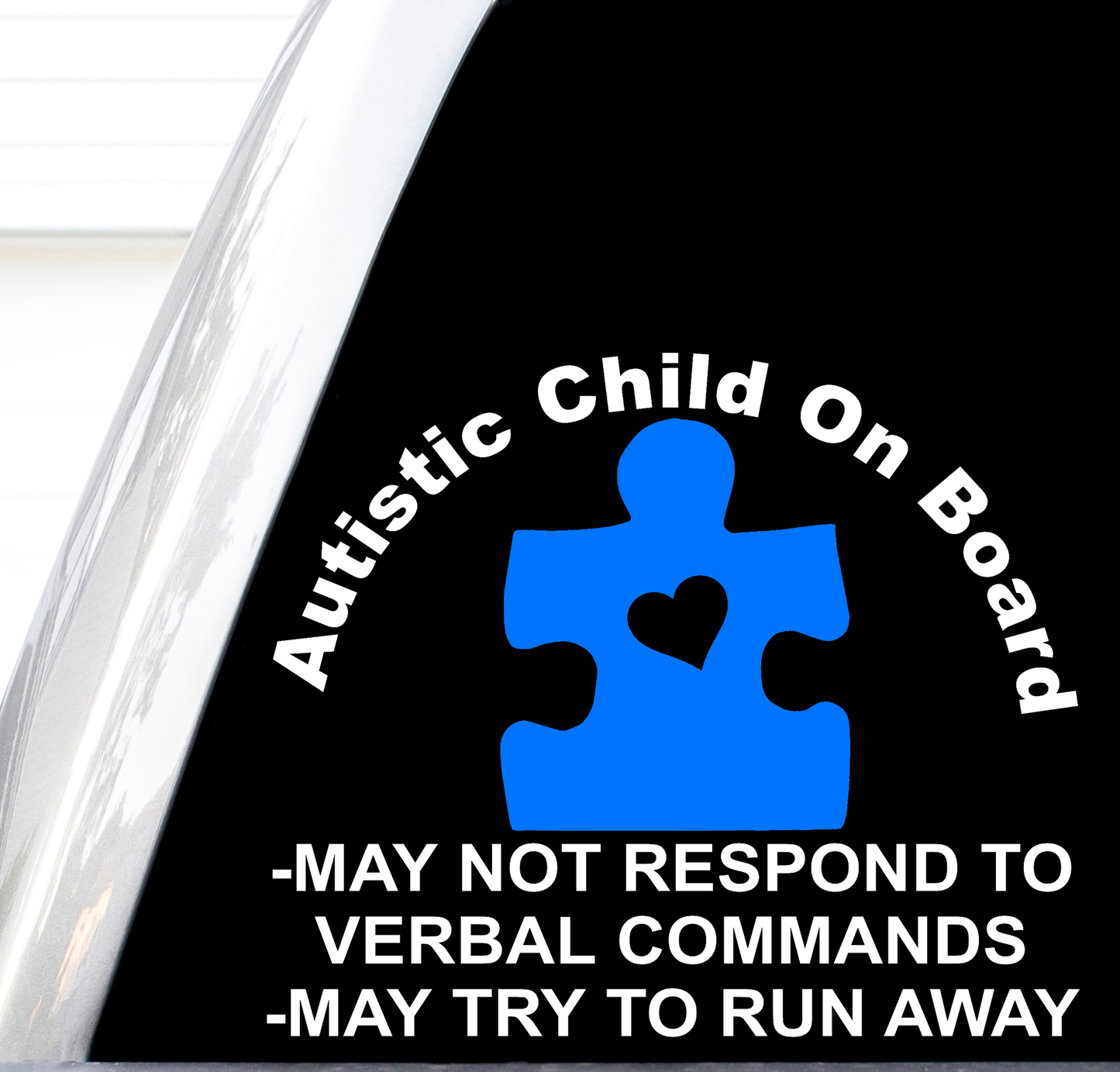 Autistic Child On Board Decal, Autism Awareness, H 5.5 By L 6.5 Inches