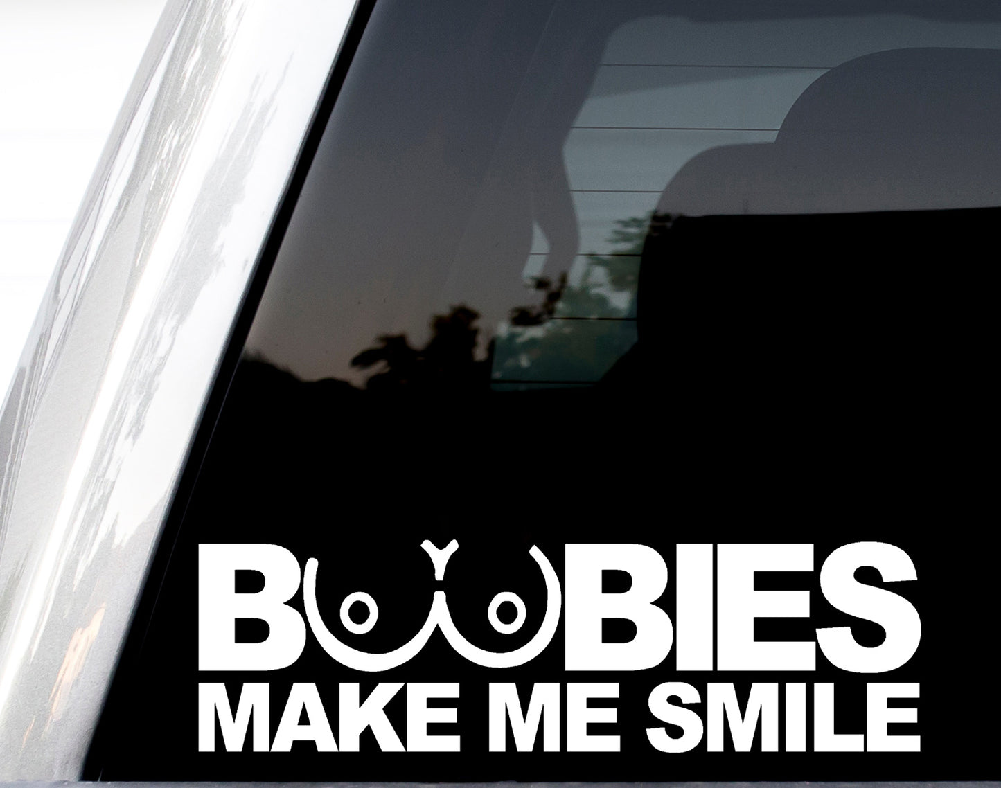 Boobies Make Me Smile Vinyl Decal Car Sticker, Funny Bumper Stickers, Show Me Your Kitties