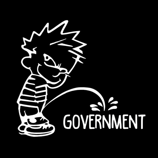 Calvin Peeing On Government Decal, Calvin Sticker, Funny Car Stickers (H 6 by L 6.5 Inches)