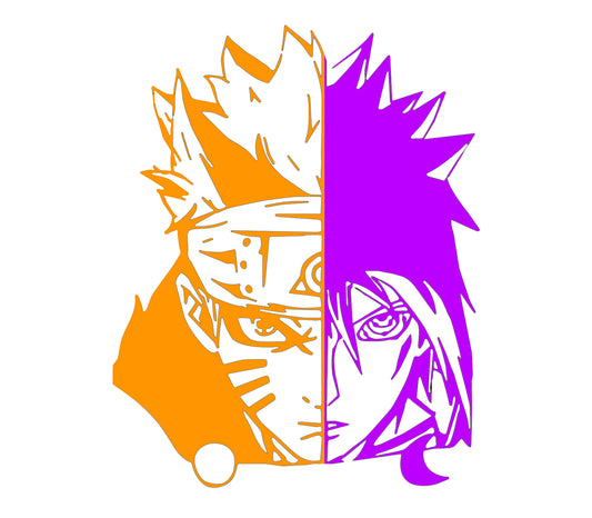 Naruto Uzumaki and Sasuke Uchiha Decal, Naruto Shippuden Decals, H 7 By L 6 Inches