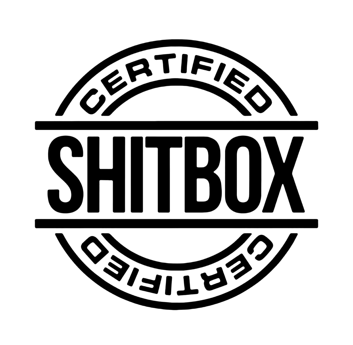 Certified Shitbox Decal, H 6 by L 6 Inches, Vinyl Car Sticker, Slow Car Club Decal