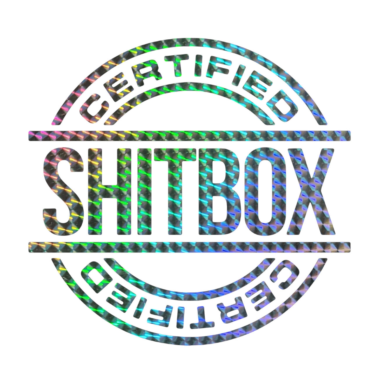 Certified Shitbox Decal, H 6 by L 6 Inches, Vinyl Car Sticker, Slow Car Club Decal