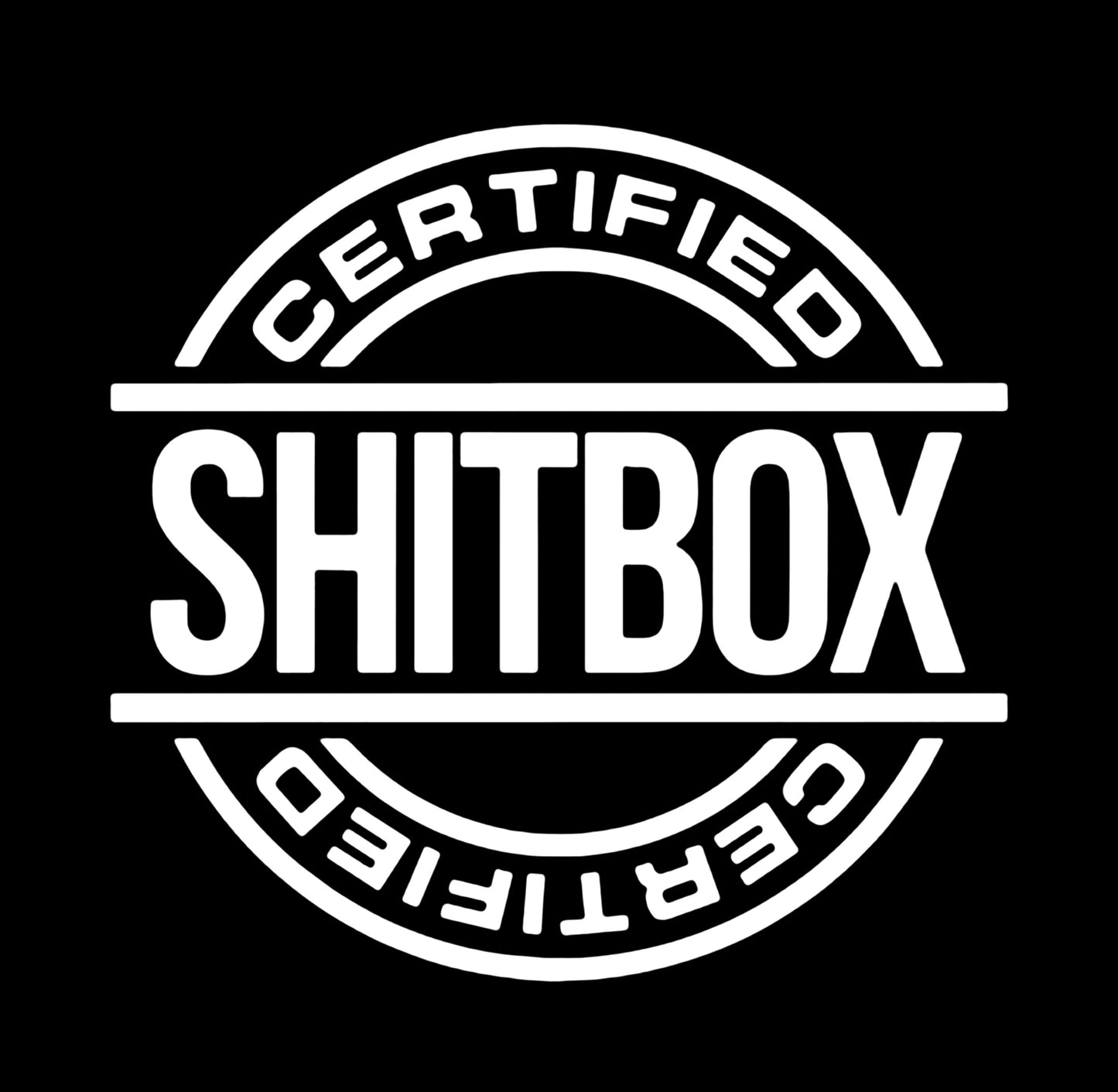 Certified Shitbox Decal, H 6 by L 6 Inches, Vinyl Car Sticker, Slow Car Club Decal