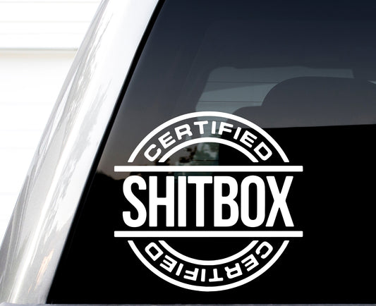 Certified Shitbox Decal, H 6 by L 6 Inches, Vinyl Car Sticker, Slow Car Club Decal