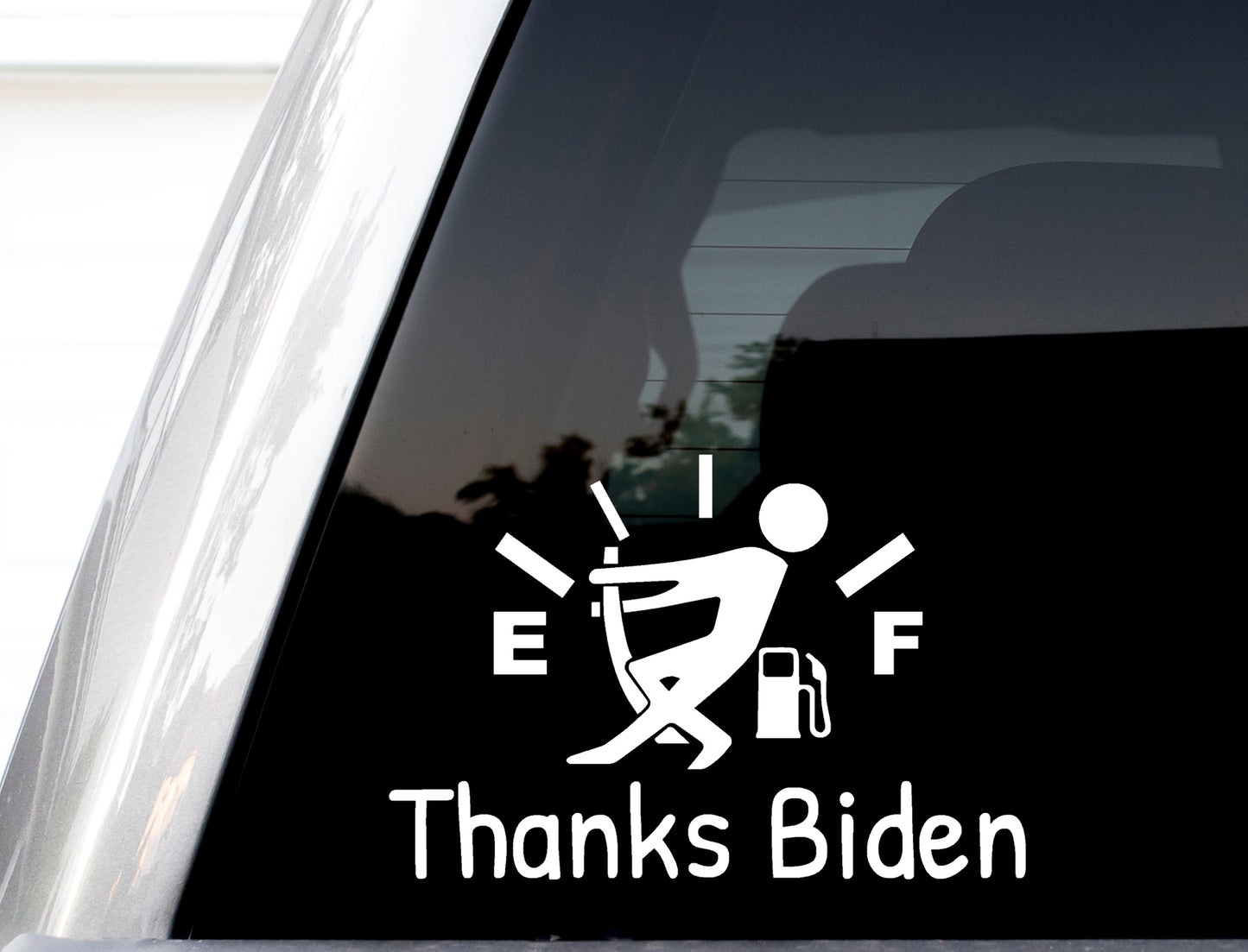 Thanks Biden Gas Gauge Stick Figure Vinyl Decal, H 3.5 By L 5 Inches, Funny Car Decals, Empty Gas Tank Sticker