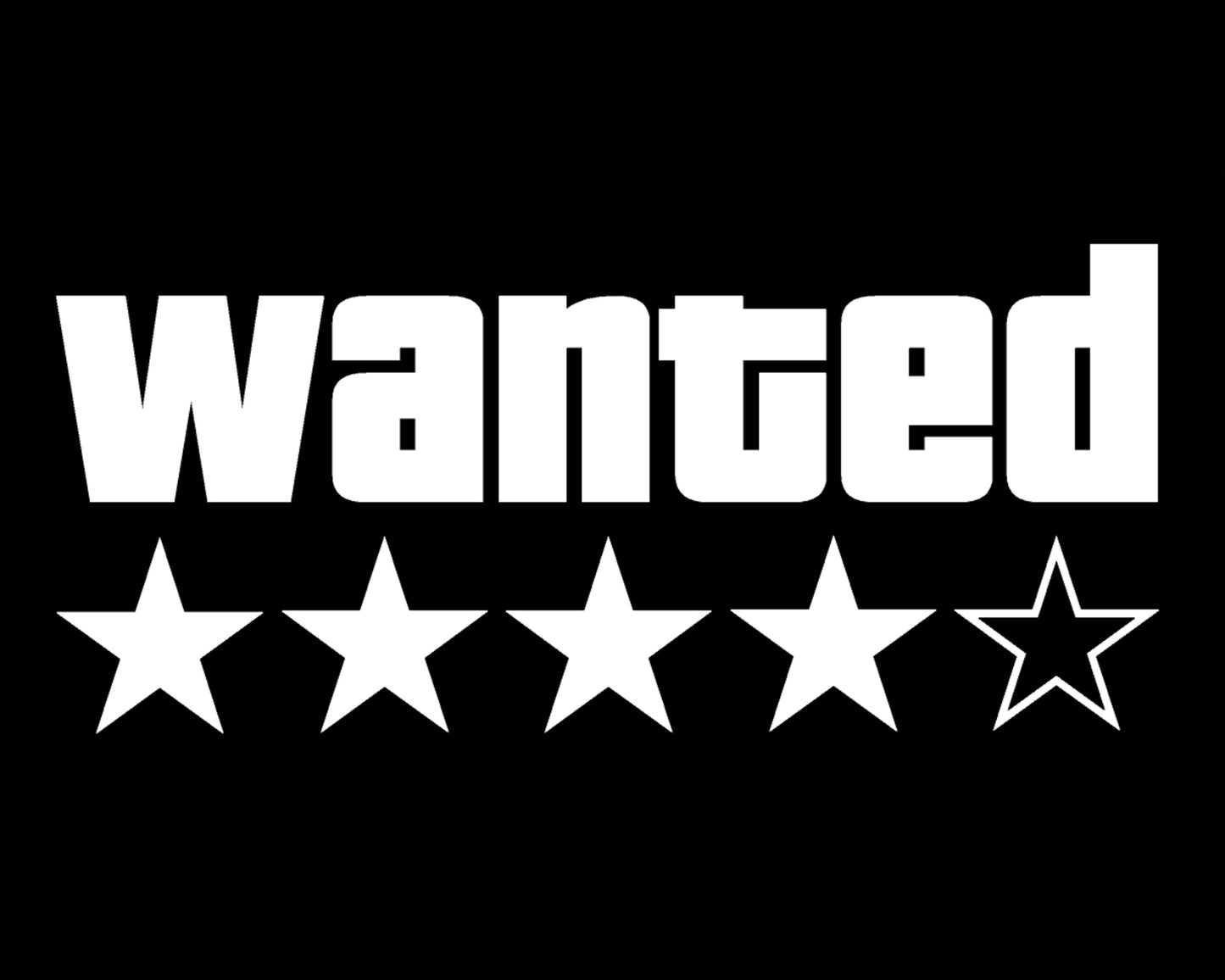 Wanted 4 Star Decal, GTA 5 Sticker, Grand Theft Auto Wasted